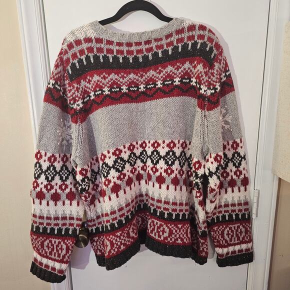 Wool Ramie Blend Holiday Sweater Sz 1X Chunky 3D Ski Nordic Cozy Snow Winter - Picture 6 of 6